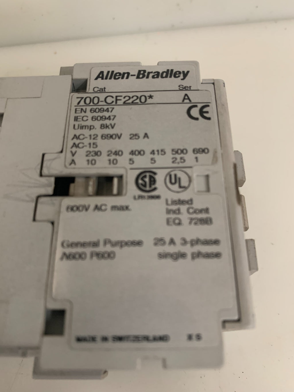 LOT OF 2 ALLEN BRADLEY MAGNETIC CONTACTOR 700-CF 220 A