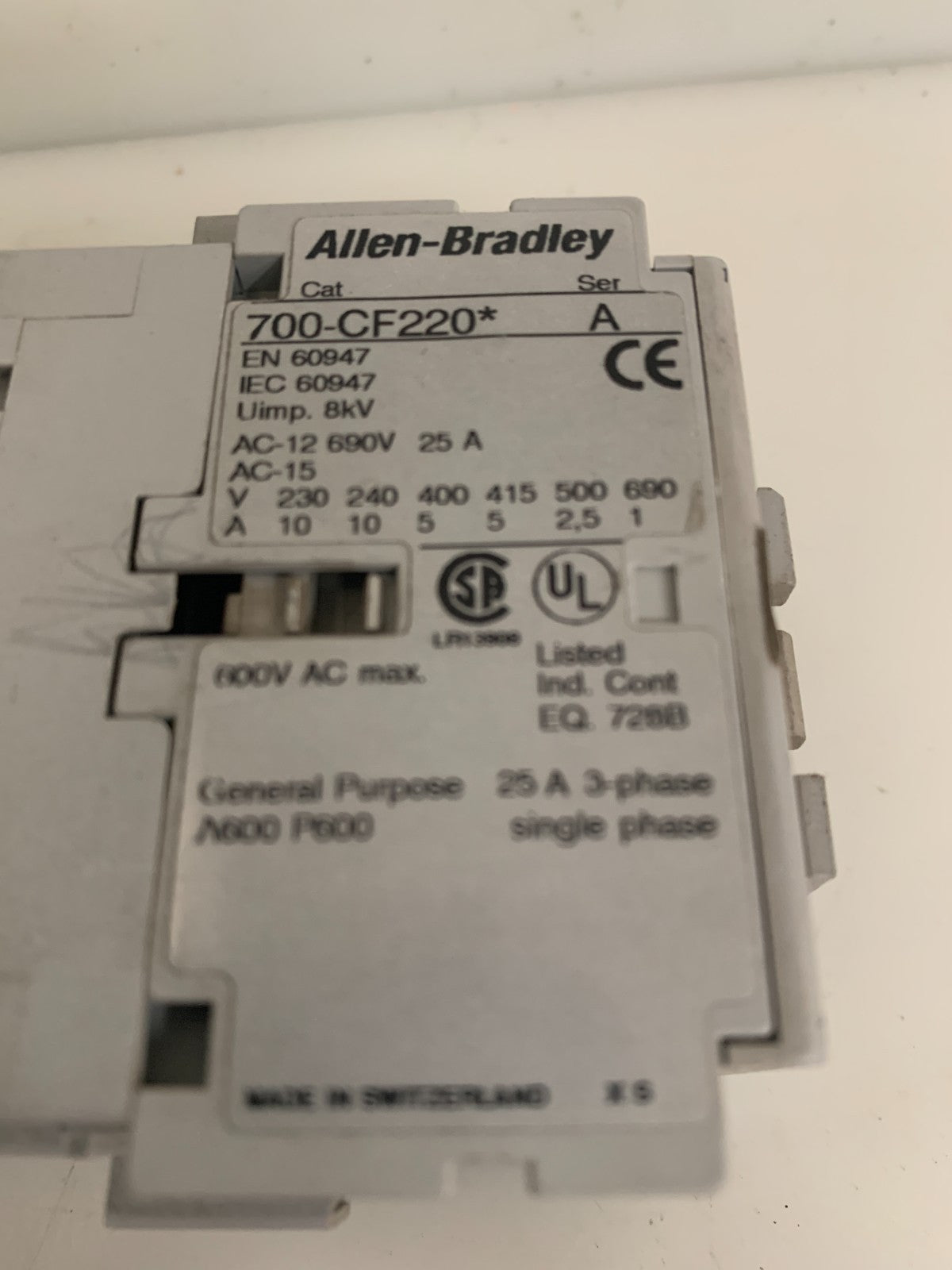LOT OF 2 ALLEN BRADLEY MAGNETIC CONTACTOR 700-CF 220 A