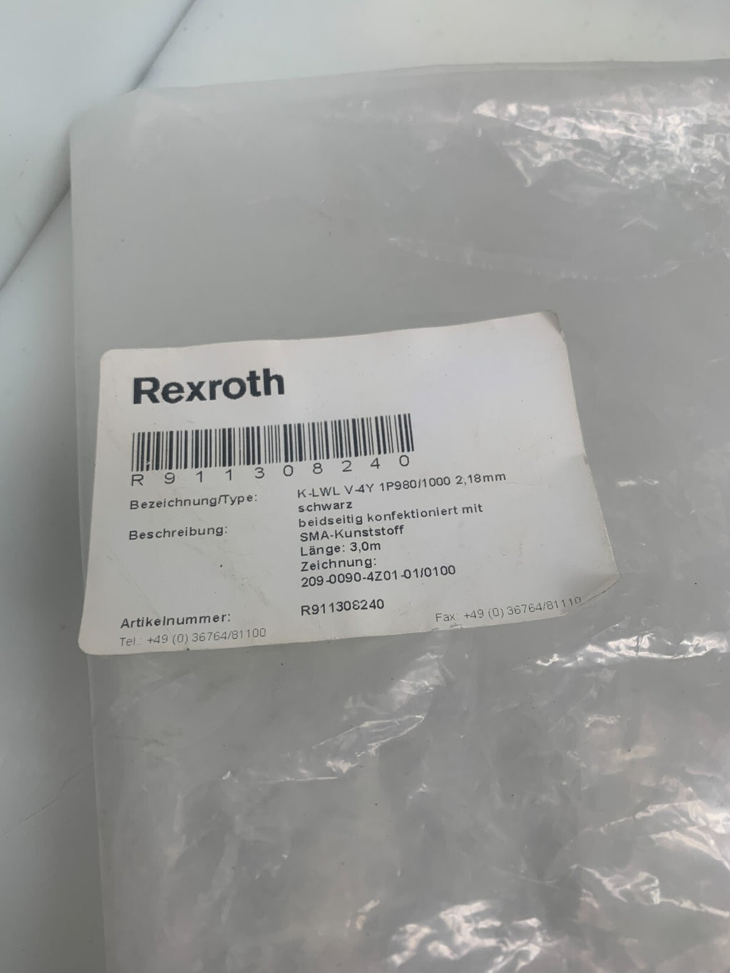 Rexroth K-LWL V-4Y Optical Cable 1P980/1000 2.18mm new in bag