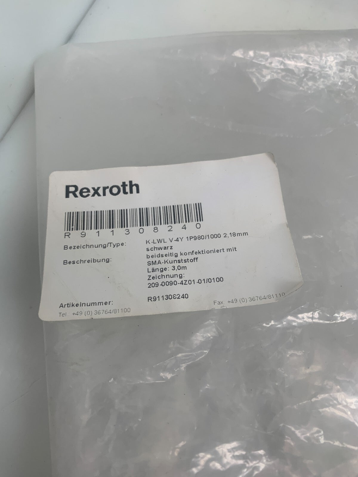 Rexroth K-LWL V-4Y Optical Cable 1P980/1000 2.18mm new in bag