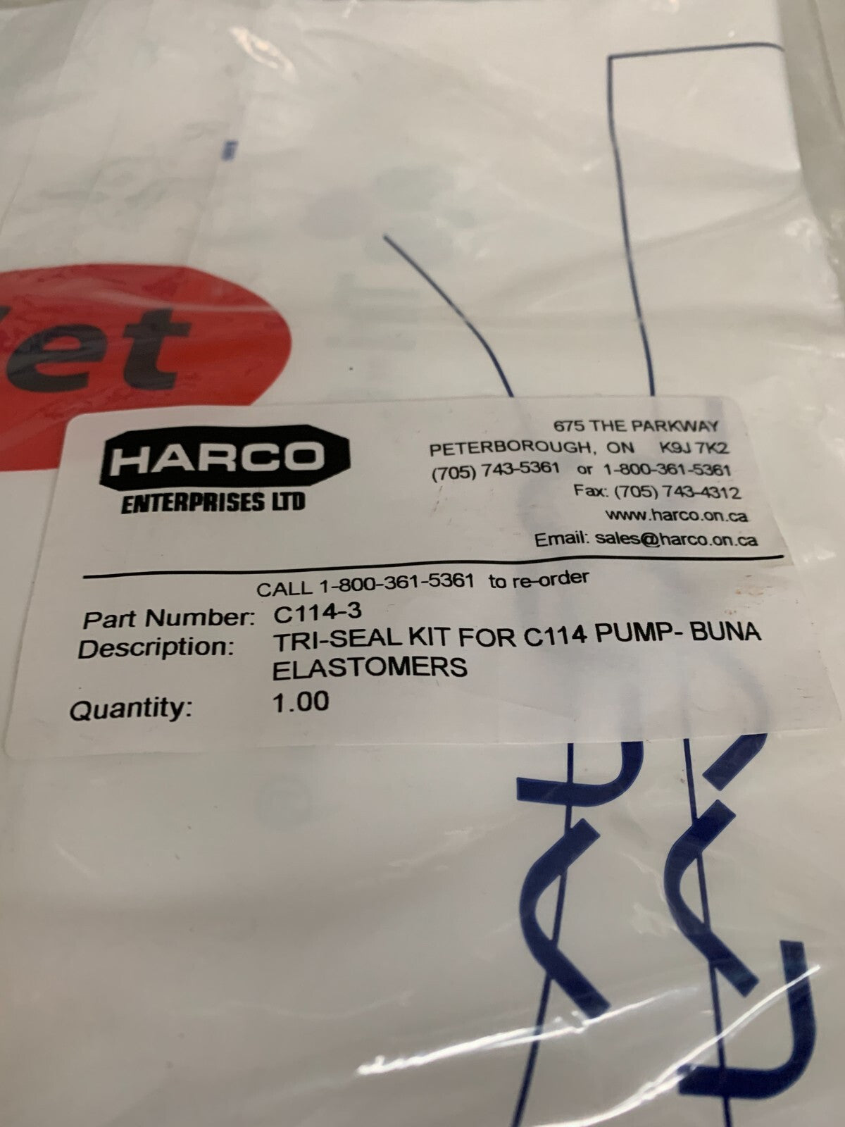 LOT OF 2 HARCO TRI SEAL KIT FOR C 114-3