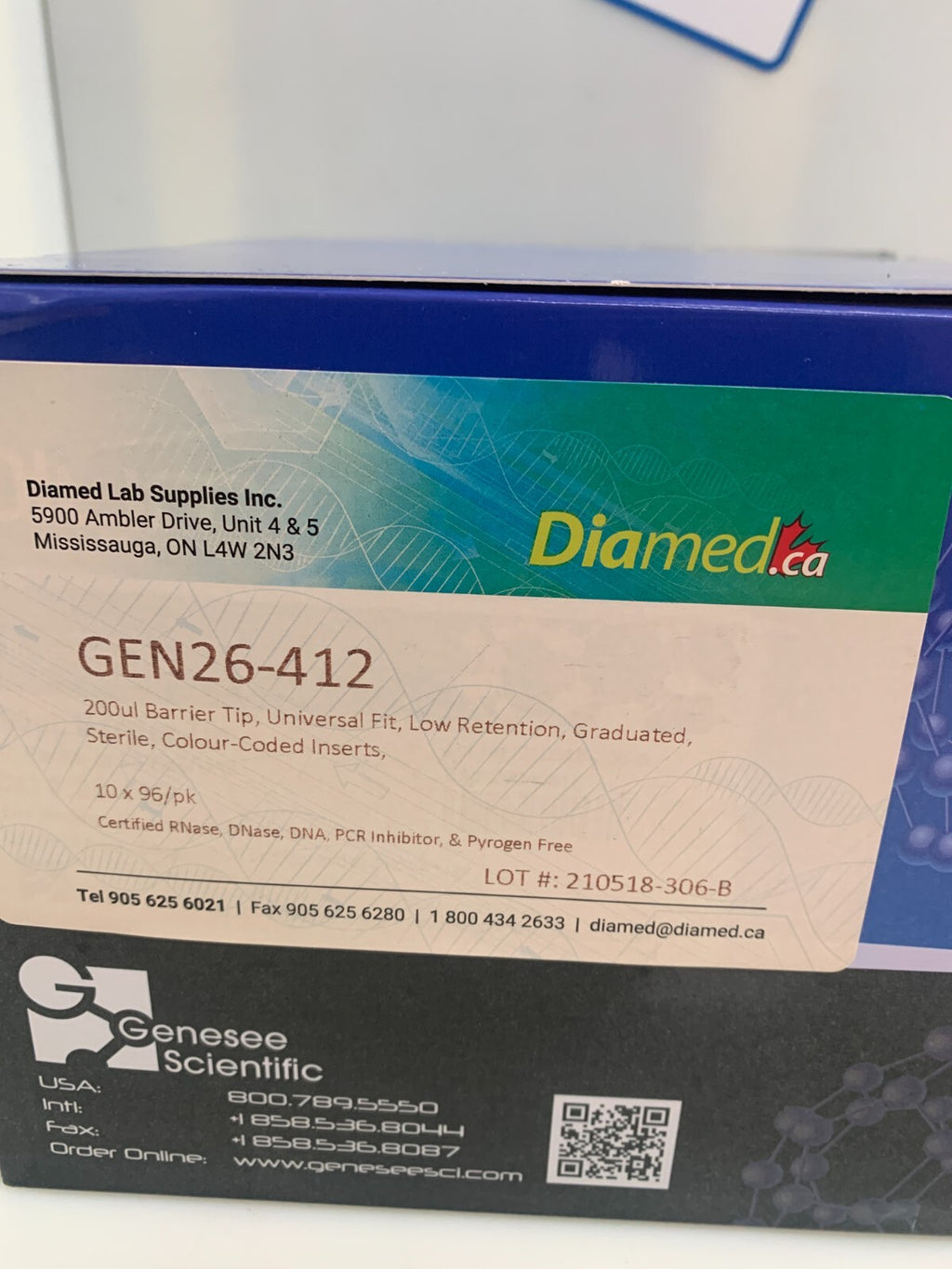Genesee Scientific GEN26-412 200ul Barrier Tip Pipet Tips 10x96/box