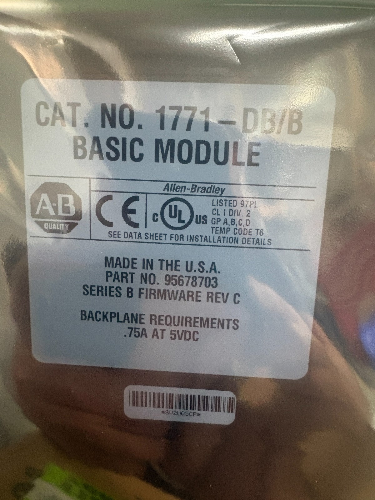 ALLEN BRADLEY BASIC MODULE 1771-DB SERB2
