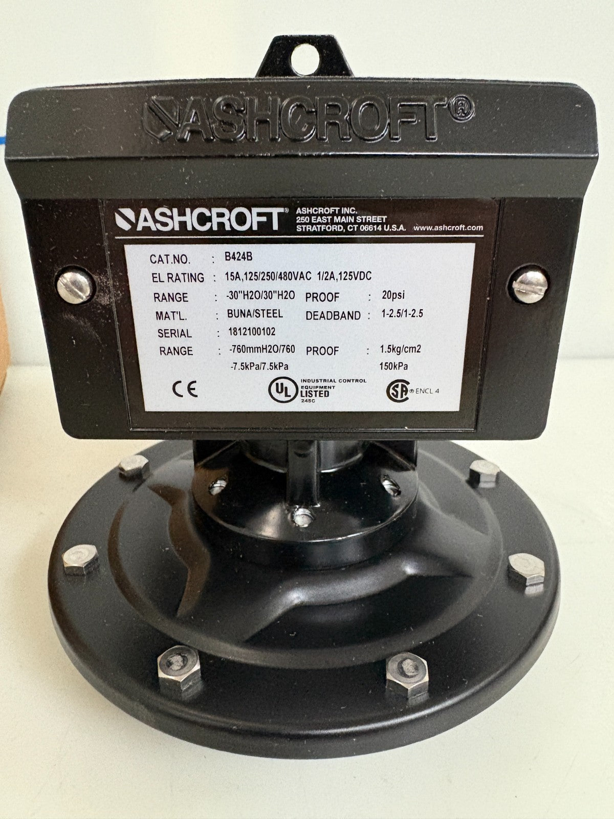ASHCROFT DIFFERENTIAL PRESSURE SWITCH B424B