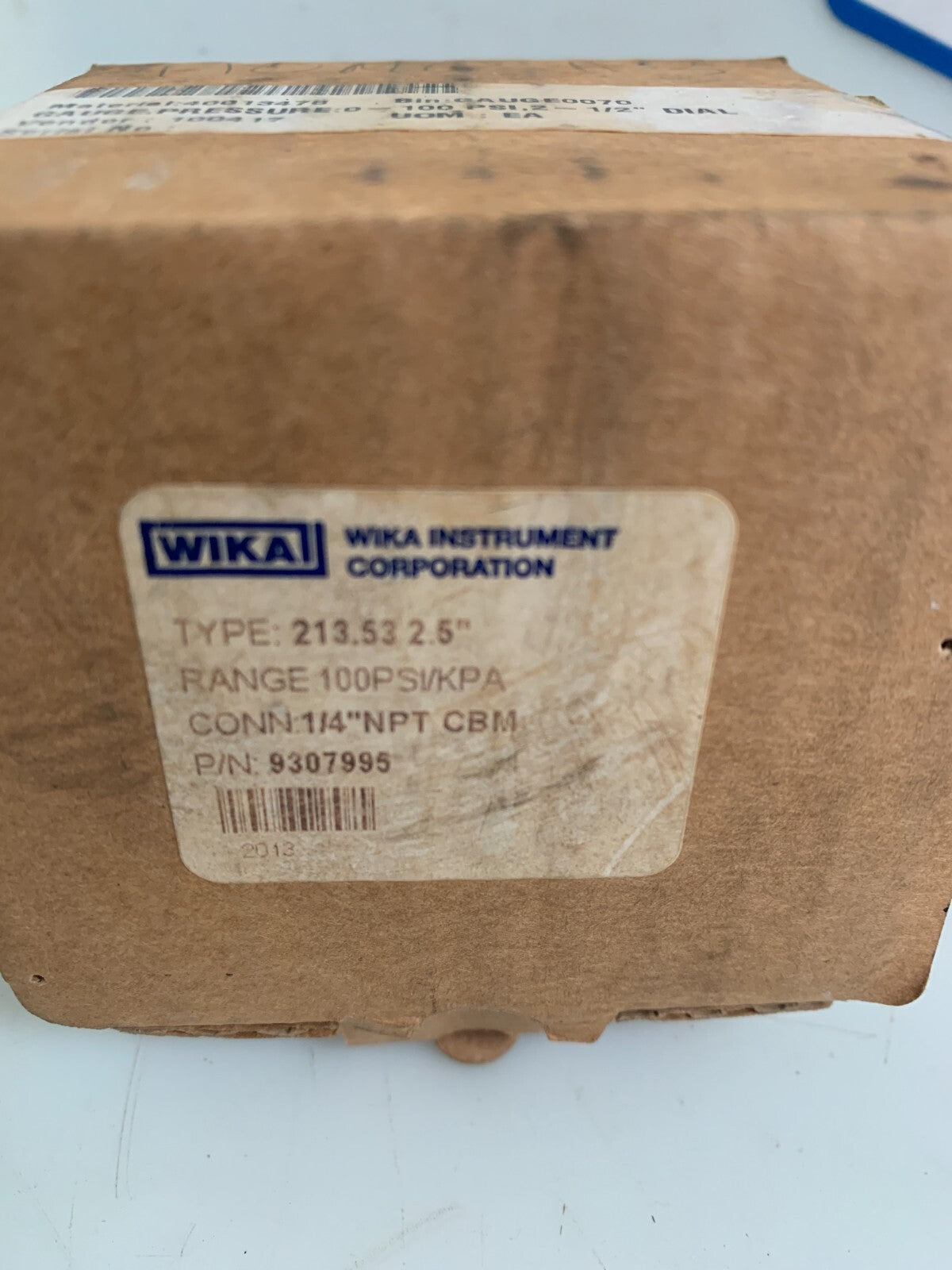 WIKA HYDRAULIC GAUGE 213.53 2.5" RANGE 100PPS/KPA 9307995