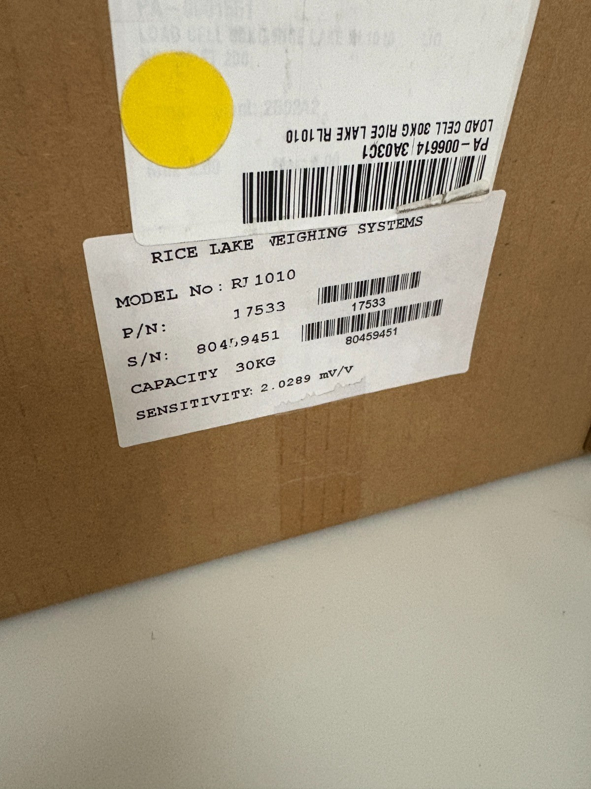 RICE LAKE 30KG LOAD CELL MODEL RL1010 #17533