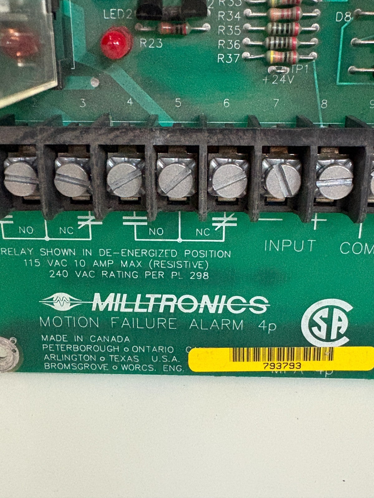 MILLTRONICS MOTION FAILURE ALARM MAIN BOARD 4P2