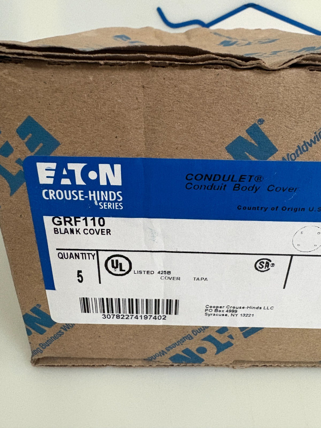 EATON CROUSE-HINDS BLANK COVER GRF110 5 PER BOX2