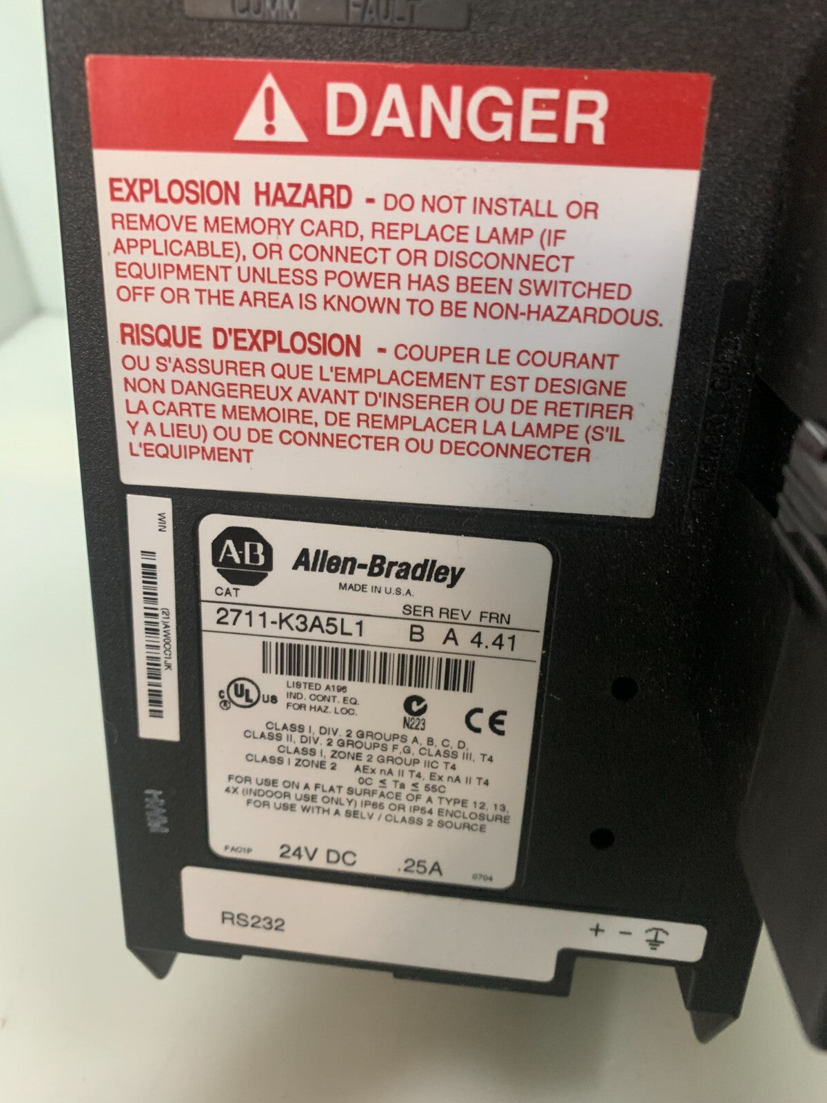 Allen-Bradley PanelView 300 2711-K3A5L1 SER B REV A