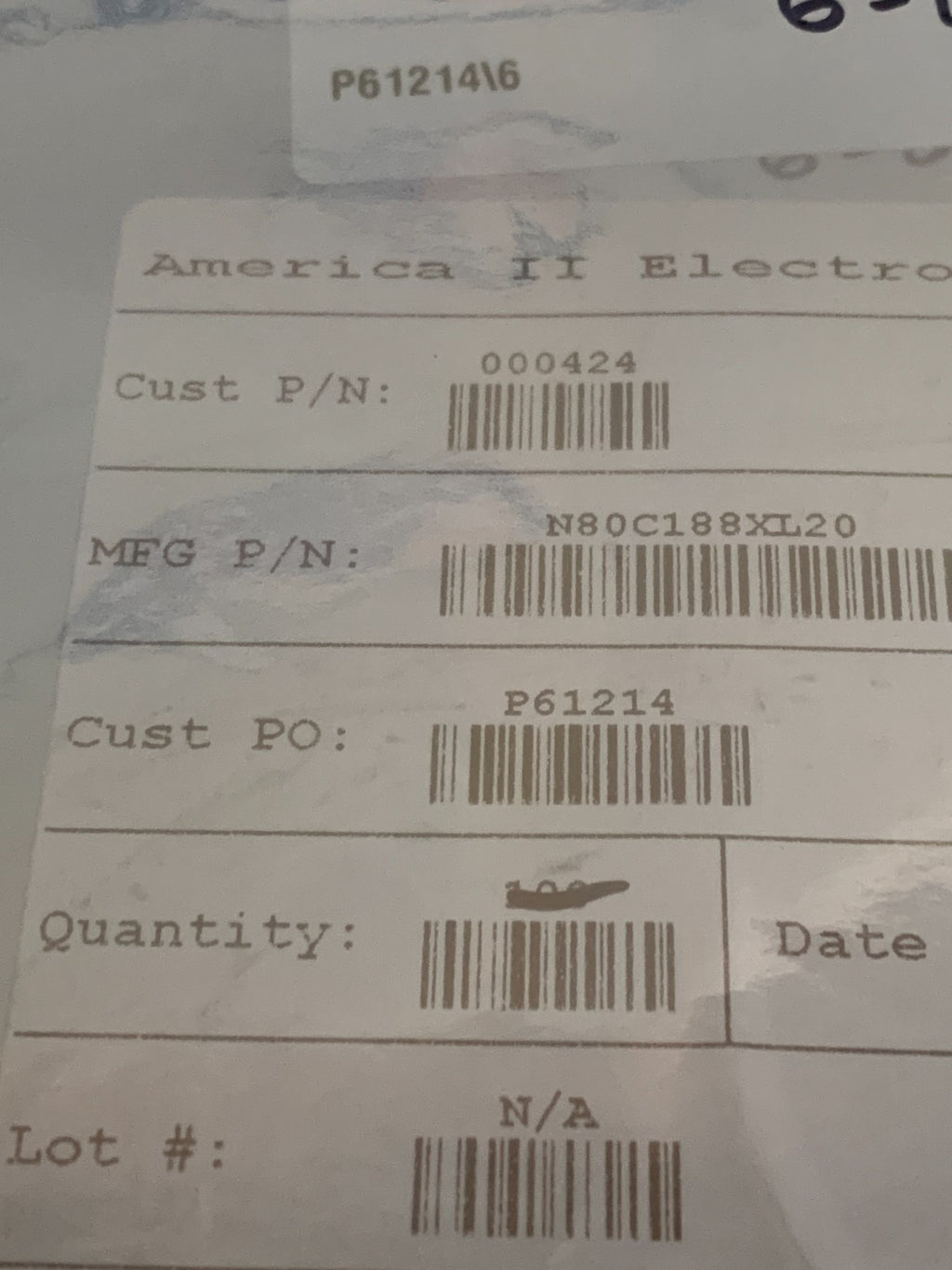 LOT OF 42 AMERICA II ELECTRONICS INTEL PLC MICRO CONTROLLER N80C188XL20