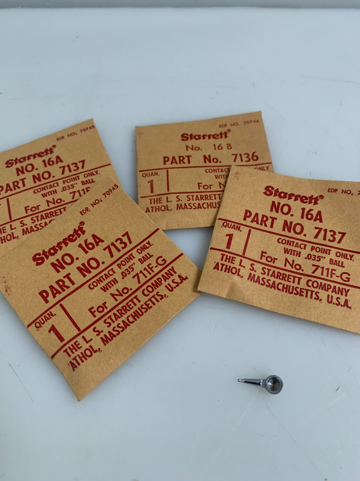 Lot of 5 Starrett Contact Point # 7137 #16A 711F-G