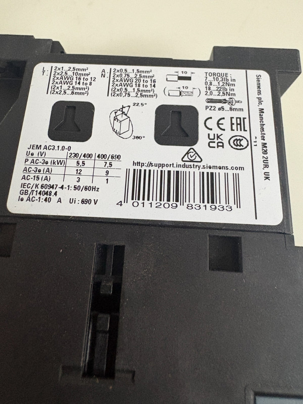 LOT OF 3 SIEMENS CONTACTOR 3RT2024-1AK60