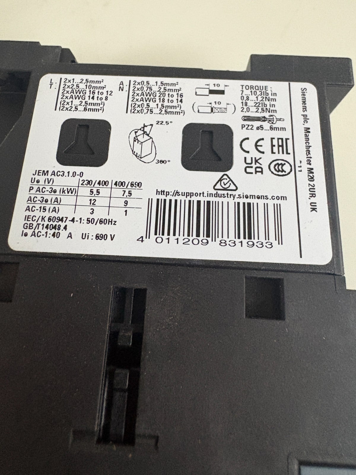 LOT OF 3 SIEMENS CONTACTOR 3RT2024-1AK60