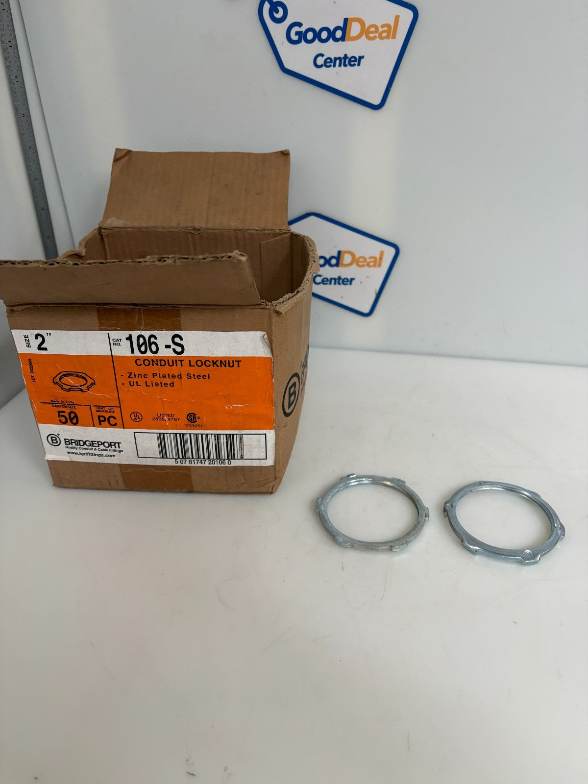 LOT OF 50 BRIDGEPORT 2" ZINC PLATED STEEL CONDUIT LOCKNUT #106-S