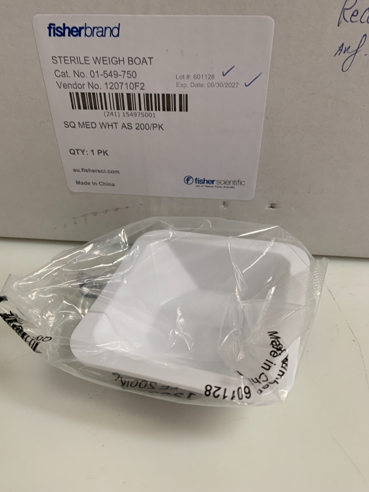 FISHERBRAND STERILE WEIGH BOAT #01-549-750 200/BOX