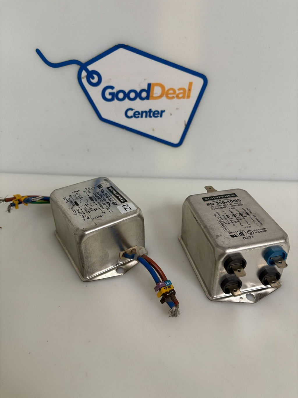 LOT OF 2 SCHAFFNER MIX LOT POWER LINE FILTER FN 355-10/05 AND 1X250-12-070