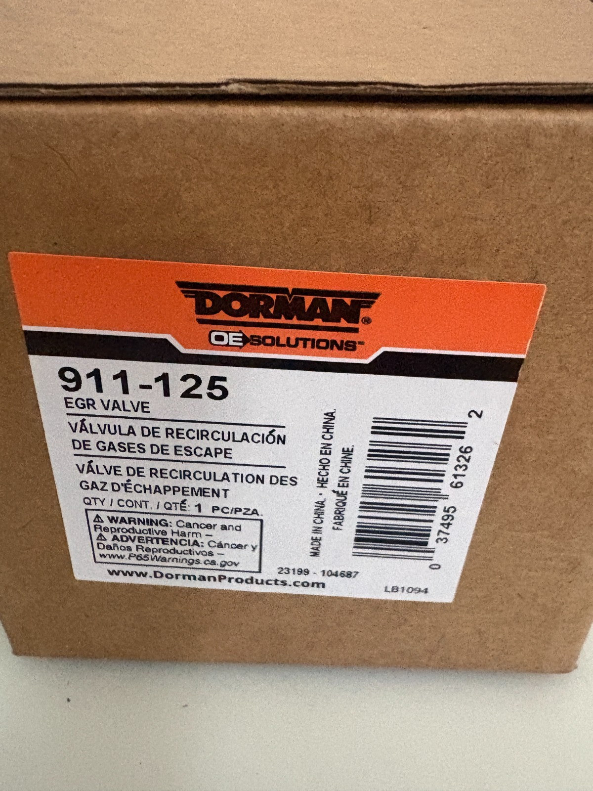 DORMAN (EGR VALVE) EXHAUST GNS RECIRCULATION 911-1254