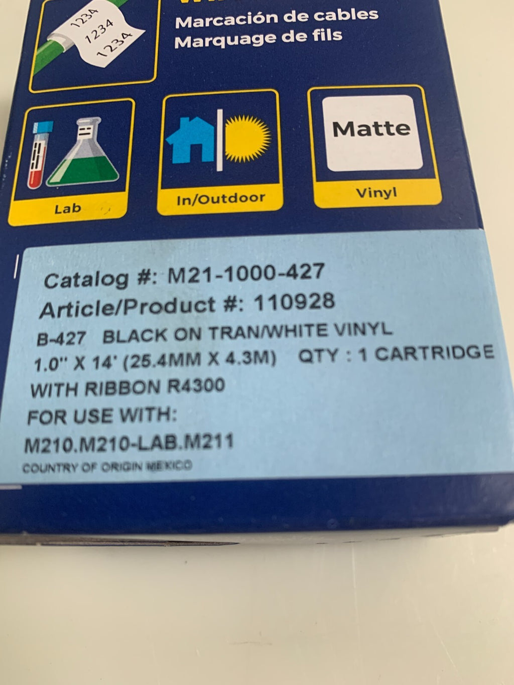 LOT OF 2 BRADY LABEL CARTRIDGE BLACK/WHITE M21-1000-4272