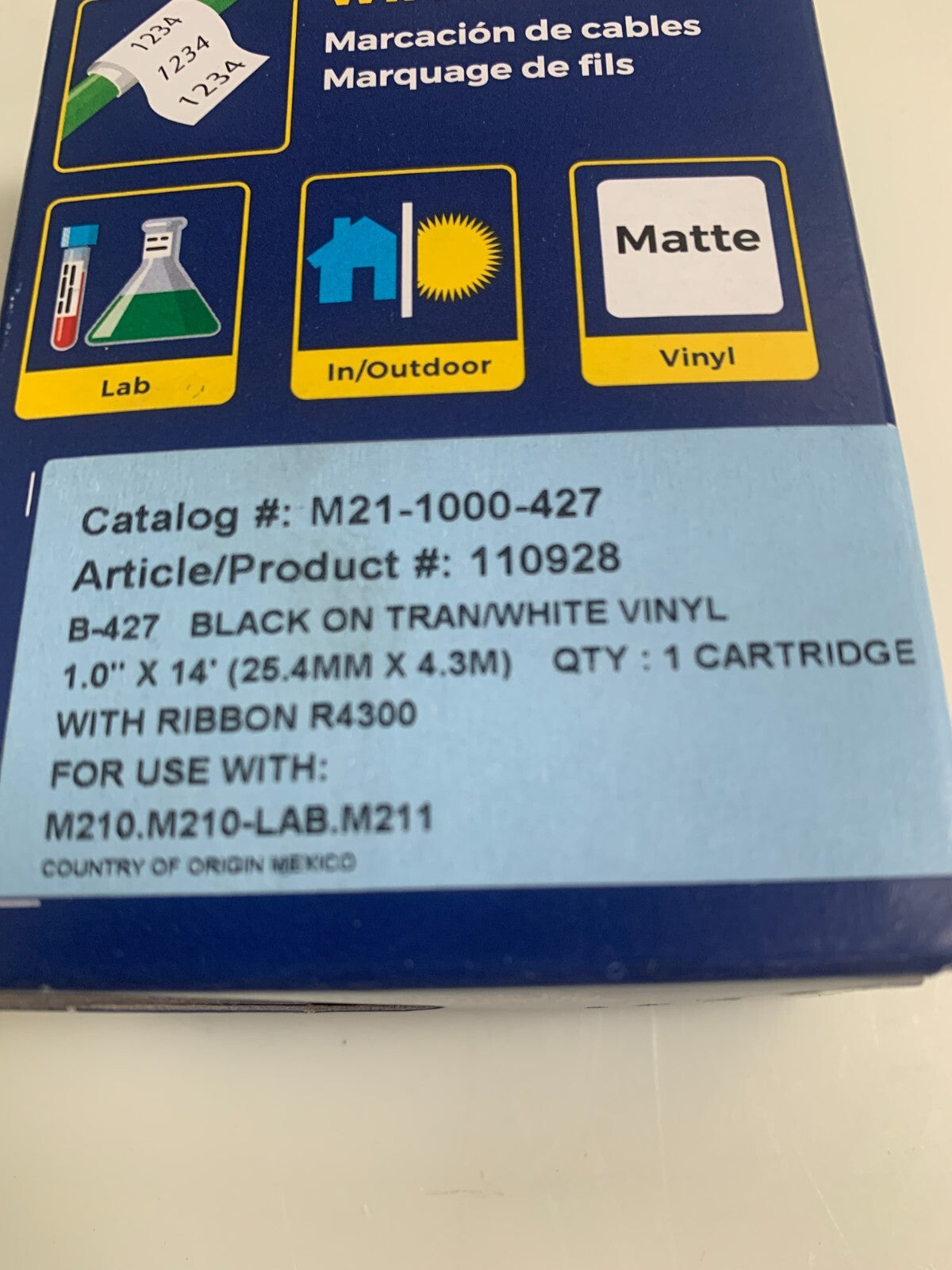 LOT OF 2 BRADY LABEL CARTRIDGE BLACK/WHITE M21-1000-4272