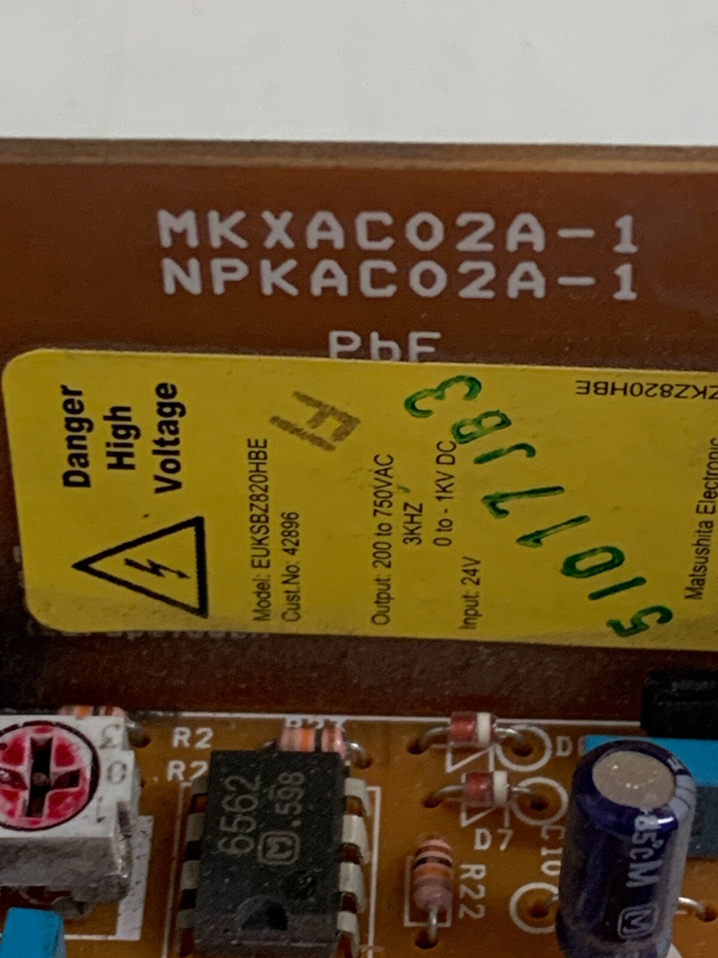 MATSUSHITA ELECTRONIC CIRCUIT BOARD EUKSBZ820 HBE VRD C1