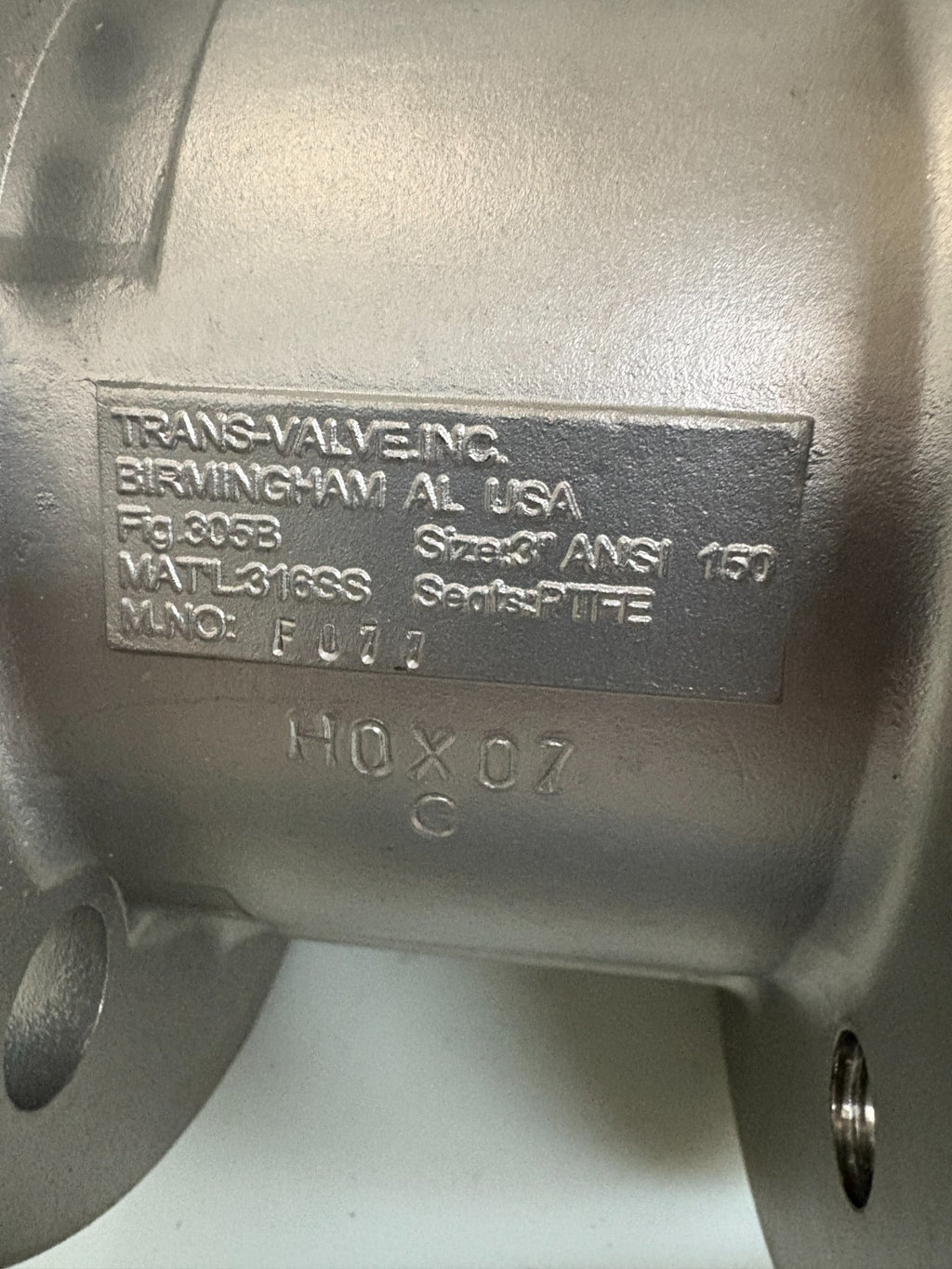 TRANS VALVE 3" S.STEEL BALL VALVE 305 B