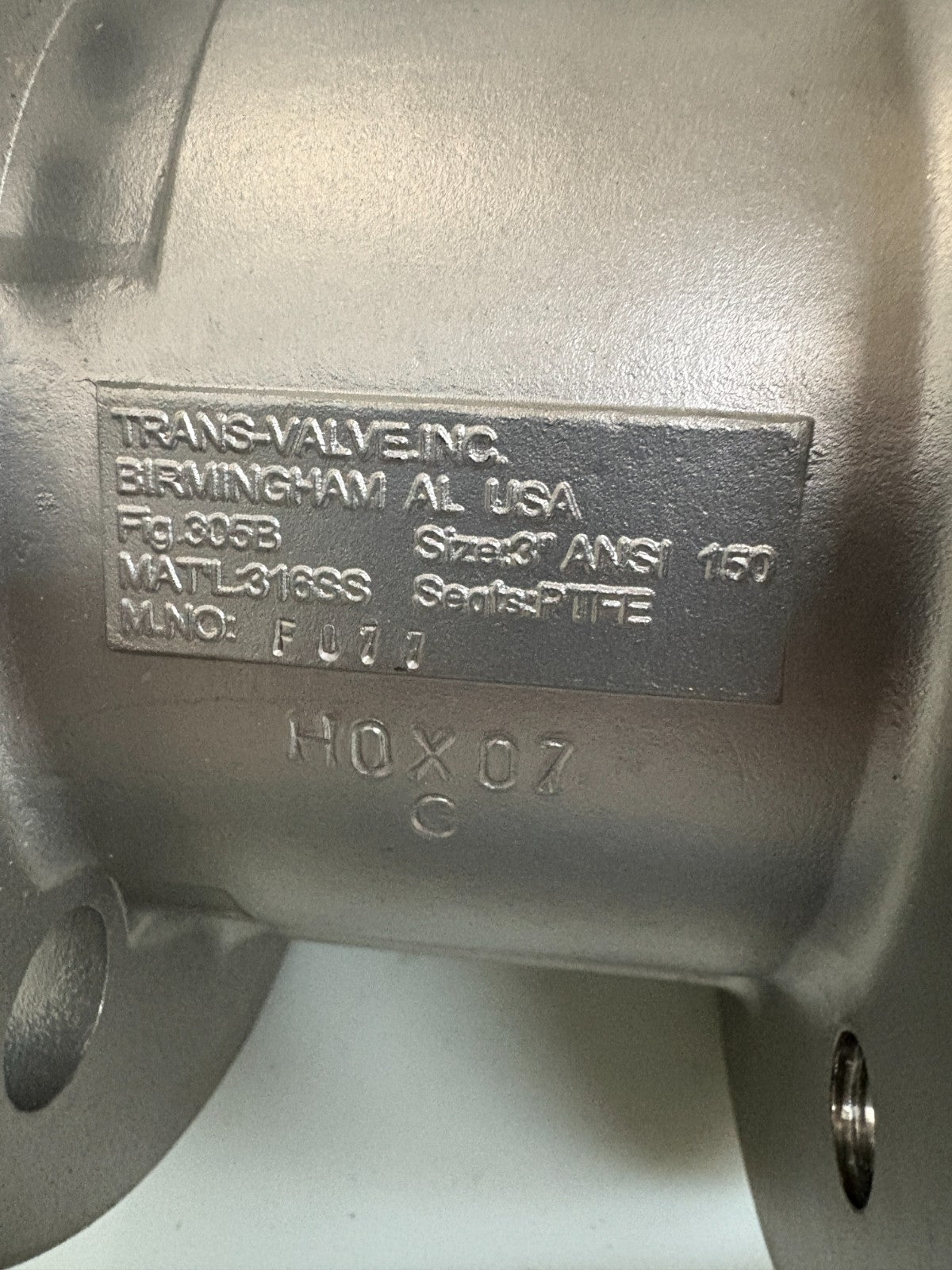 TRANS VALVE 3" S.STEEL BALL VALVE 305 B