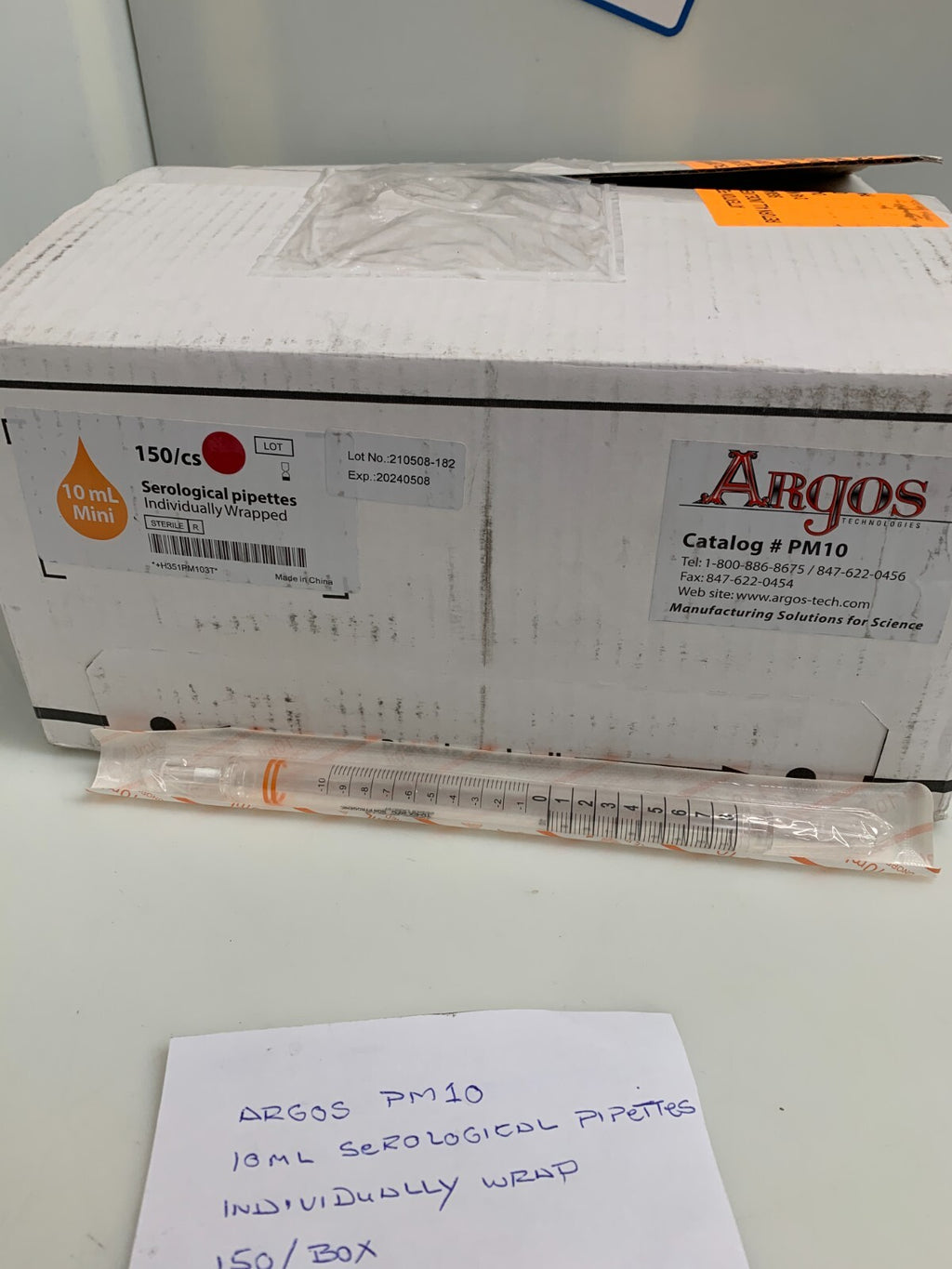 Argos PM10 Serological Pipettes 10ml 150/box
