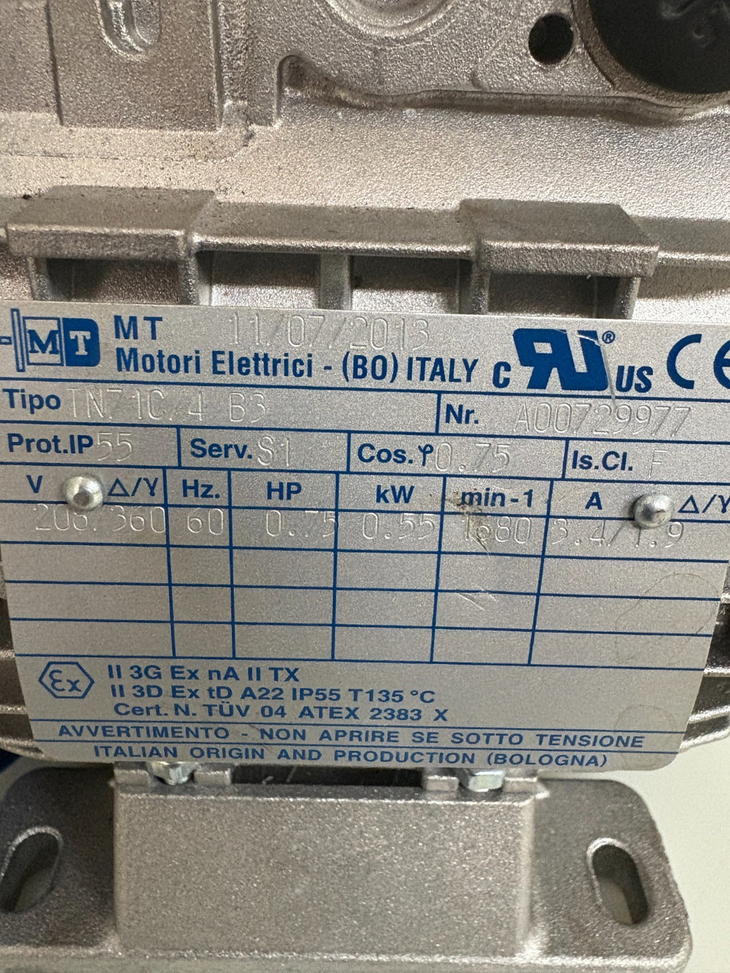 MOTORI ELETRICI MT METRIC MOTOR TN71C/4 142