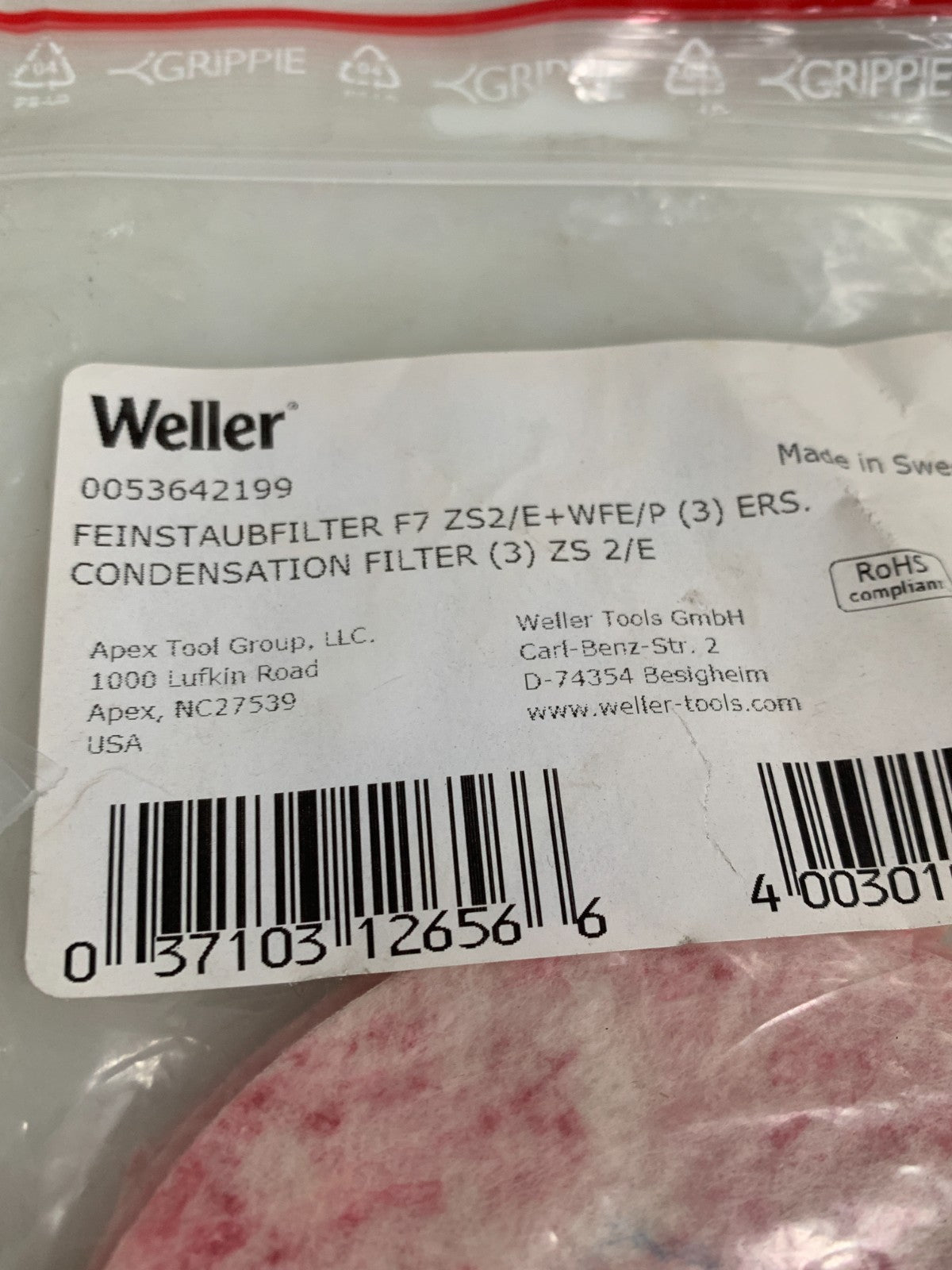 LOT OF 5 WELLER CONDENSATION FILTER 3/PK #00536421992