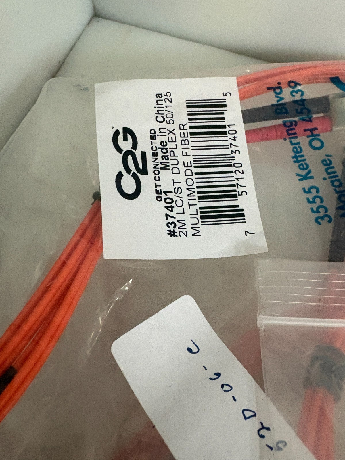 C2G MULTIMODE OPTIC FIBER CABLE MIX LOT 2X#37401 2M 1X#37430 1M 2X#37417 3M4