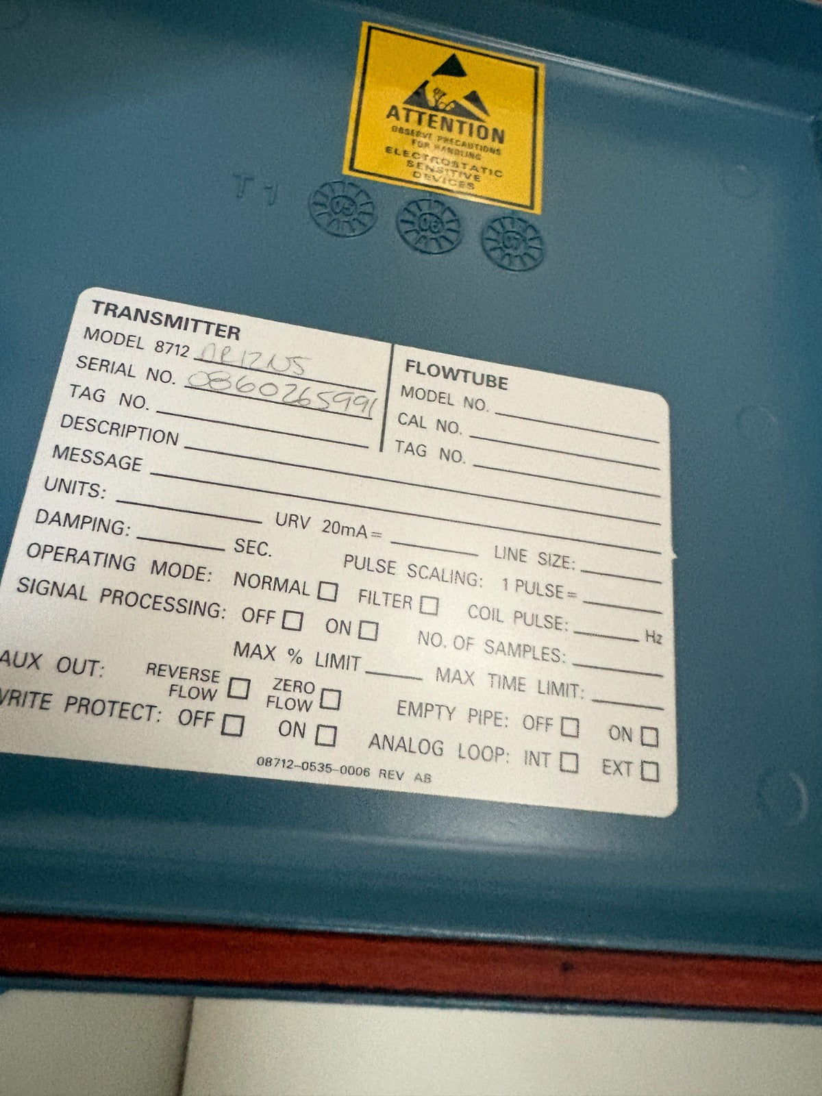 ROSEMOUNT SMART FAMILY 8712 TRANSMITTER #8712DR12N54