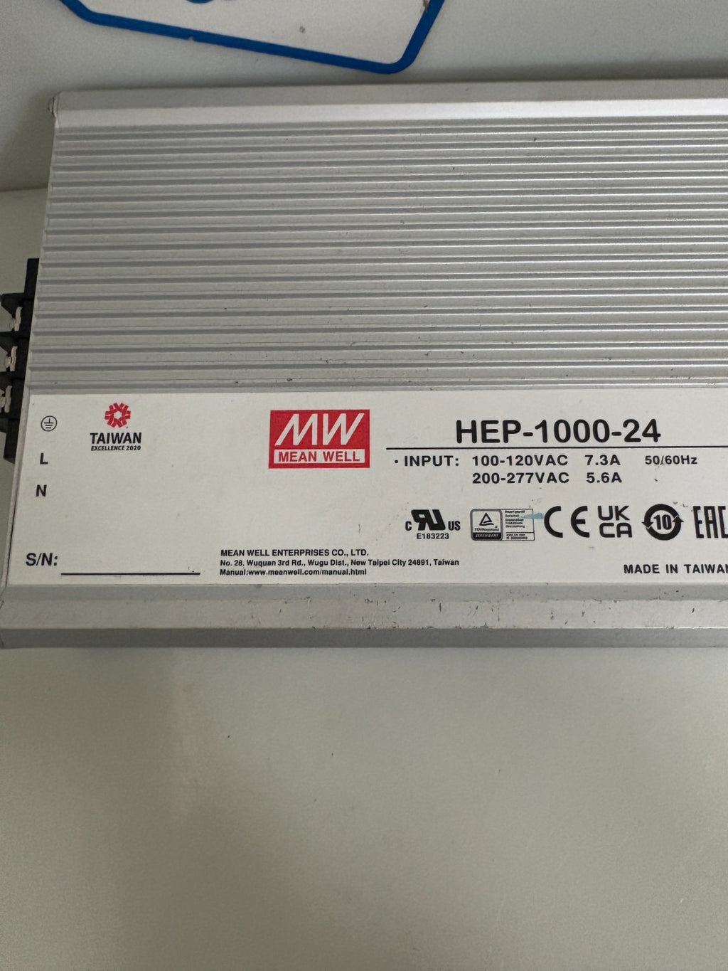 MEAN WELL 1000W POWER SUPPLY/BATTERY CHARGER 24VDC