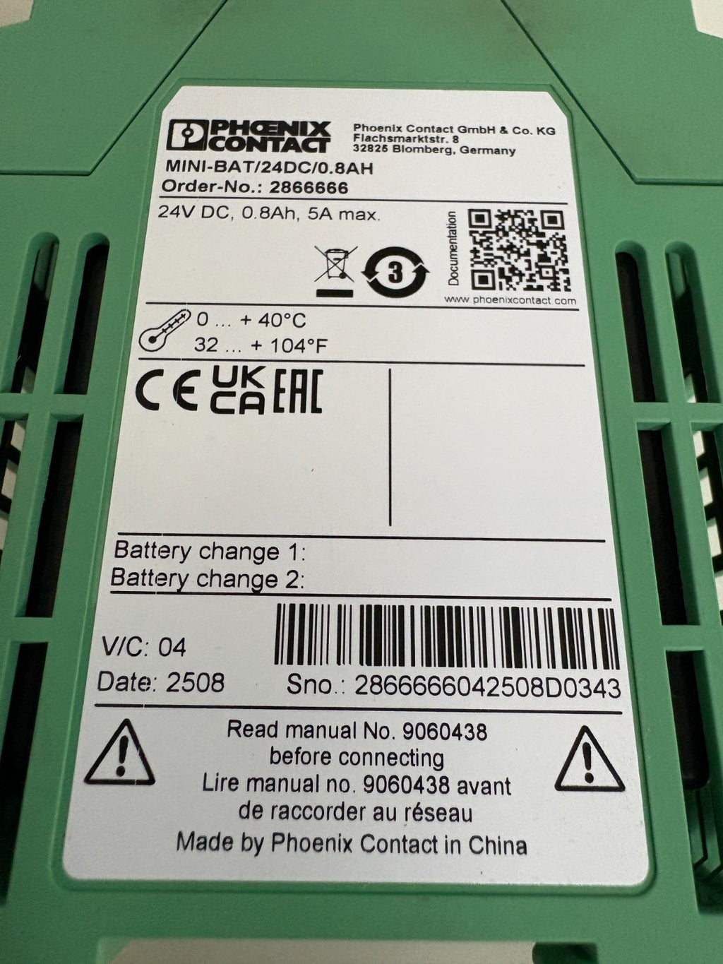 PHOENIX CONTACT MINI BAT / 24 DC / 0.8 AH #28666662