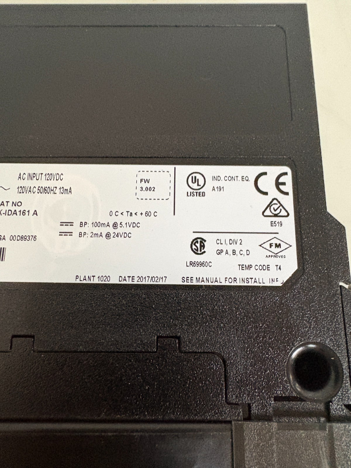 HONEYWELL AC INPUT 120 VDC TK-IDA161 A