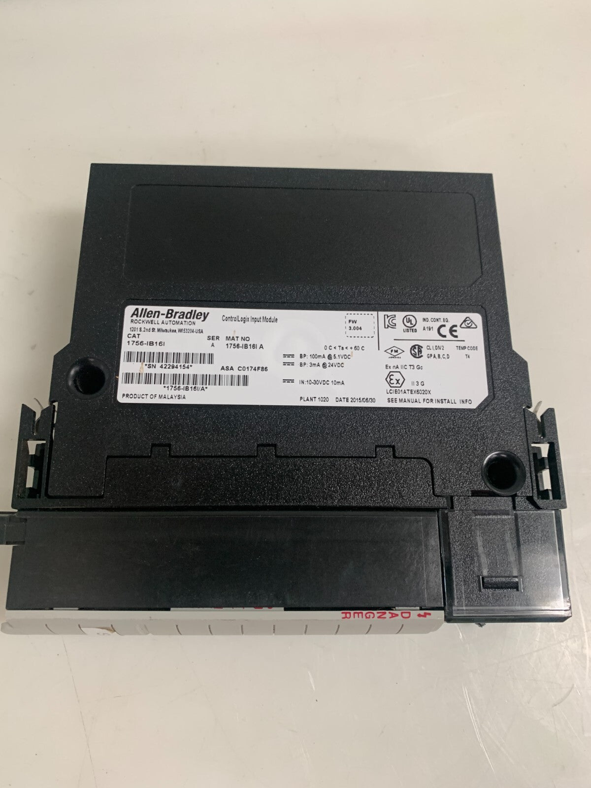 ALLEN BRADLEY CONTROL LOGIX INPUT MODULE 1756-IB16I SER A