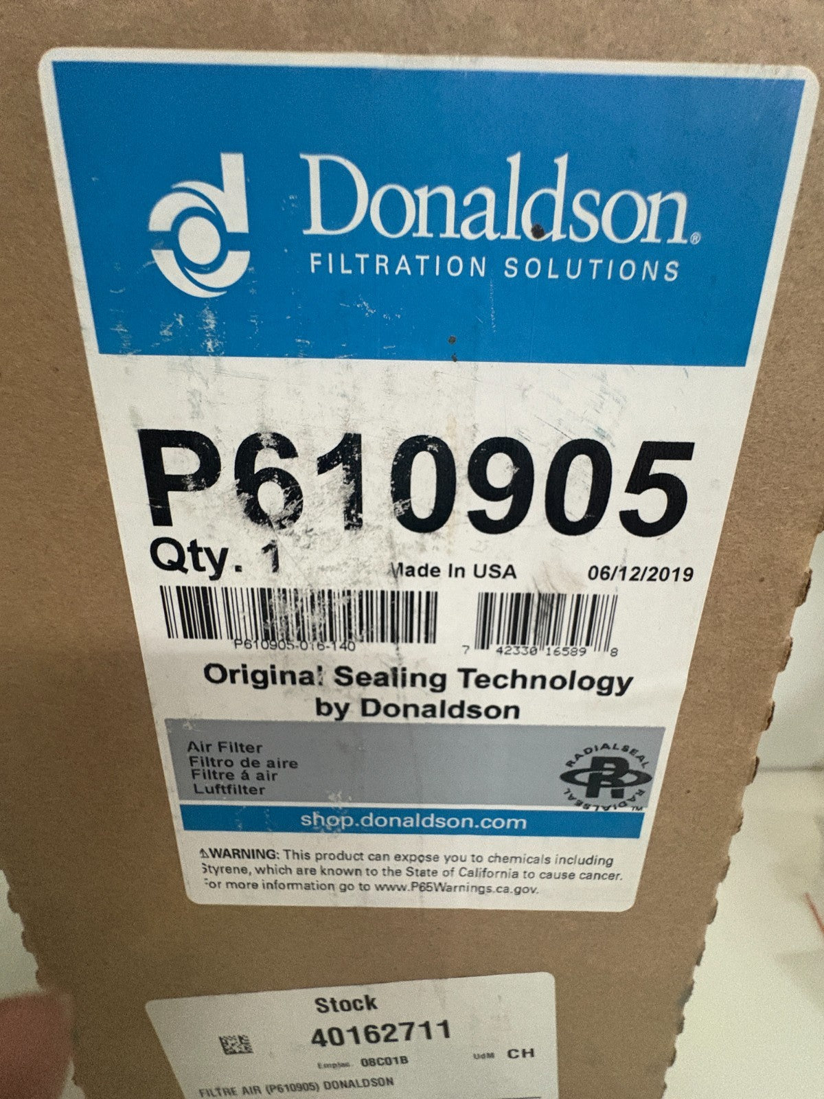 DONALDSON RADIAL SEAL AIR FILTER P6109051
