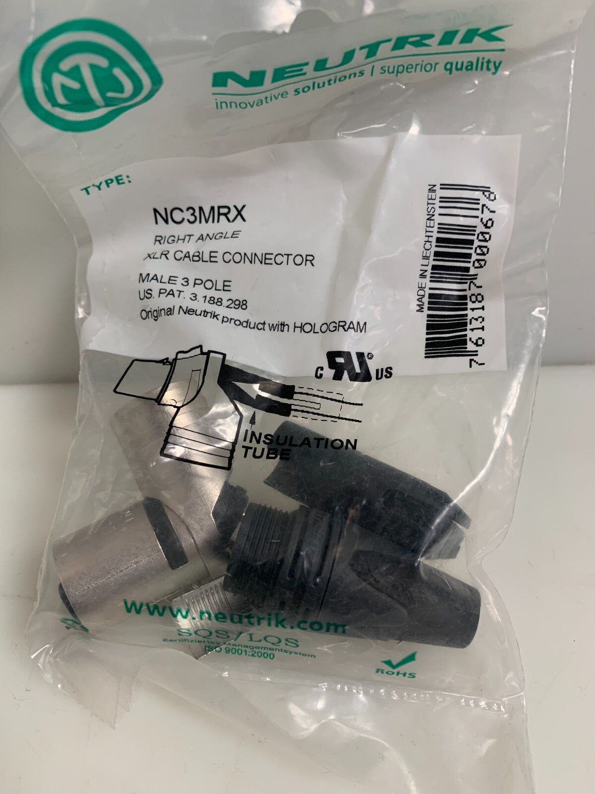 LOT OF 4 NEUTRIK NC3MRX RIGHT ANGLE XLR CABLE CONNECTOR