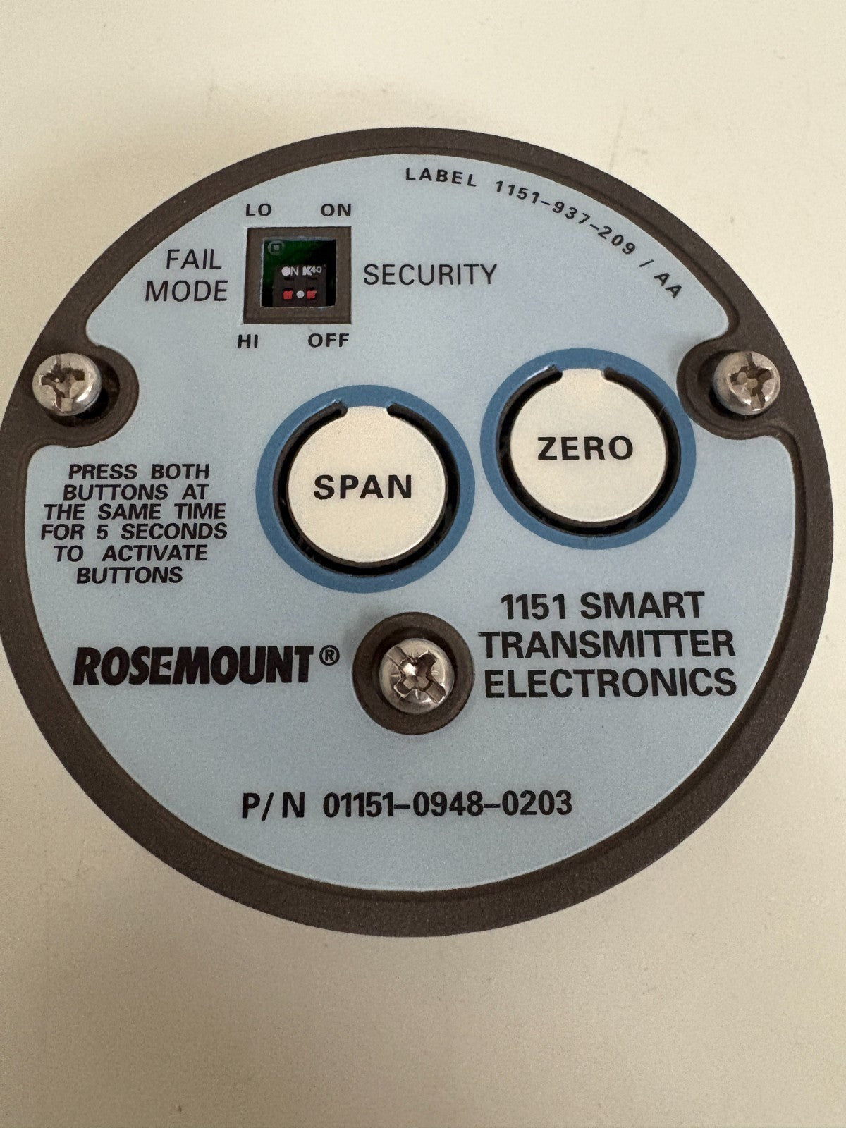 ROSEMOUNT 1151 SMART TRANSMITTER ELECTRONICS #01151-0948-0203