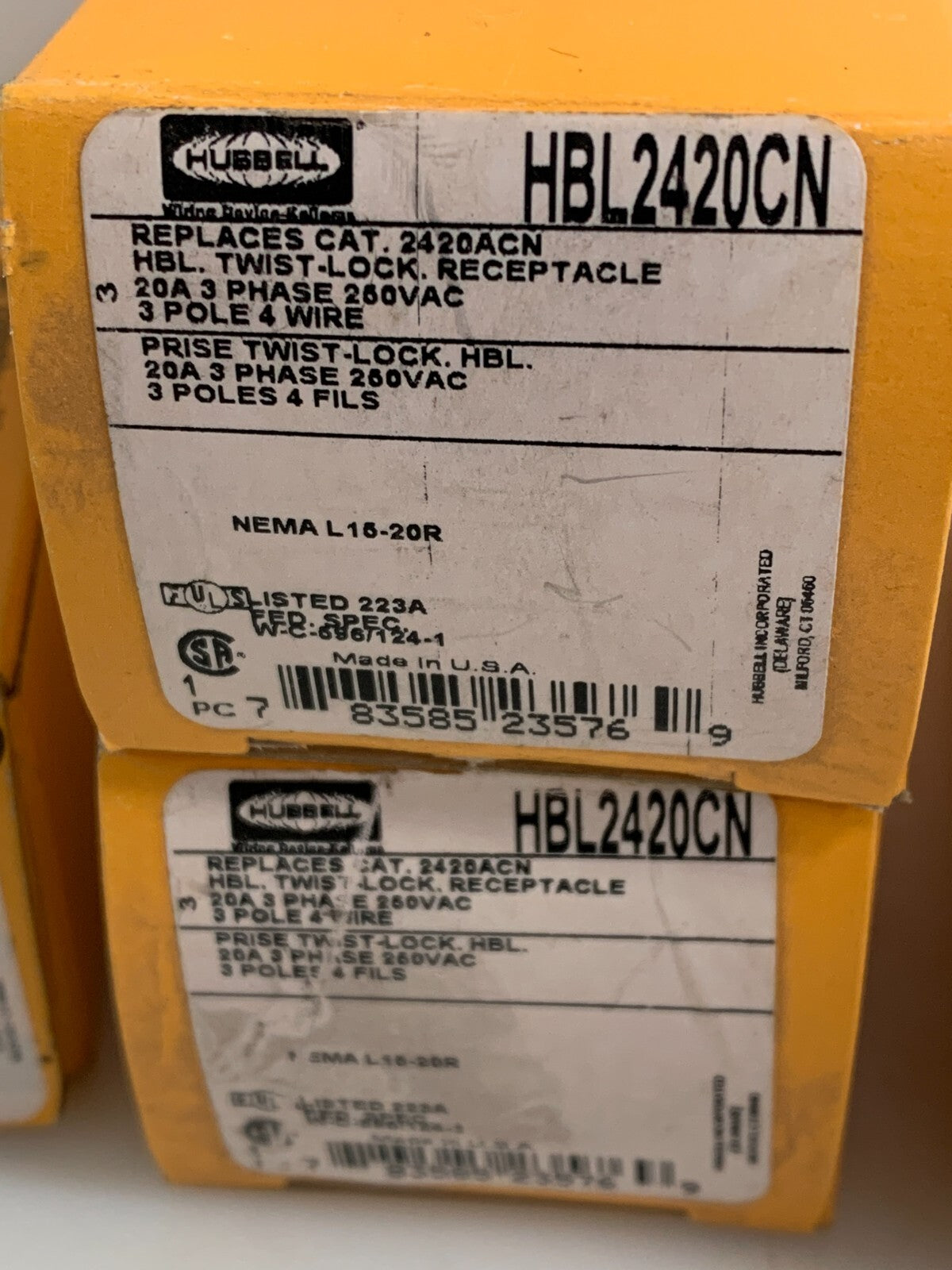 HUBBELL 3 POLE TWIST-LOCK RECEPTACLE MIX LOT HBL2420CN / HBL4560CN/ HBL2320CN