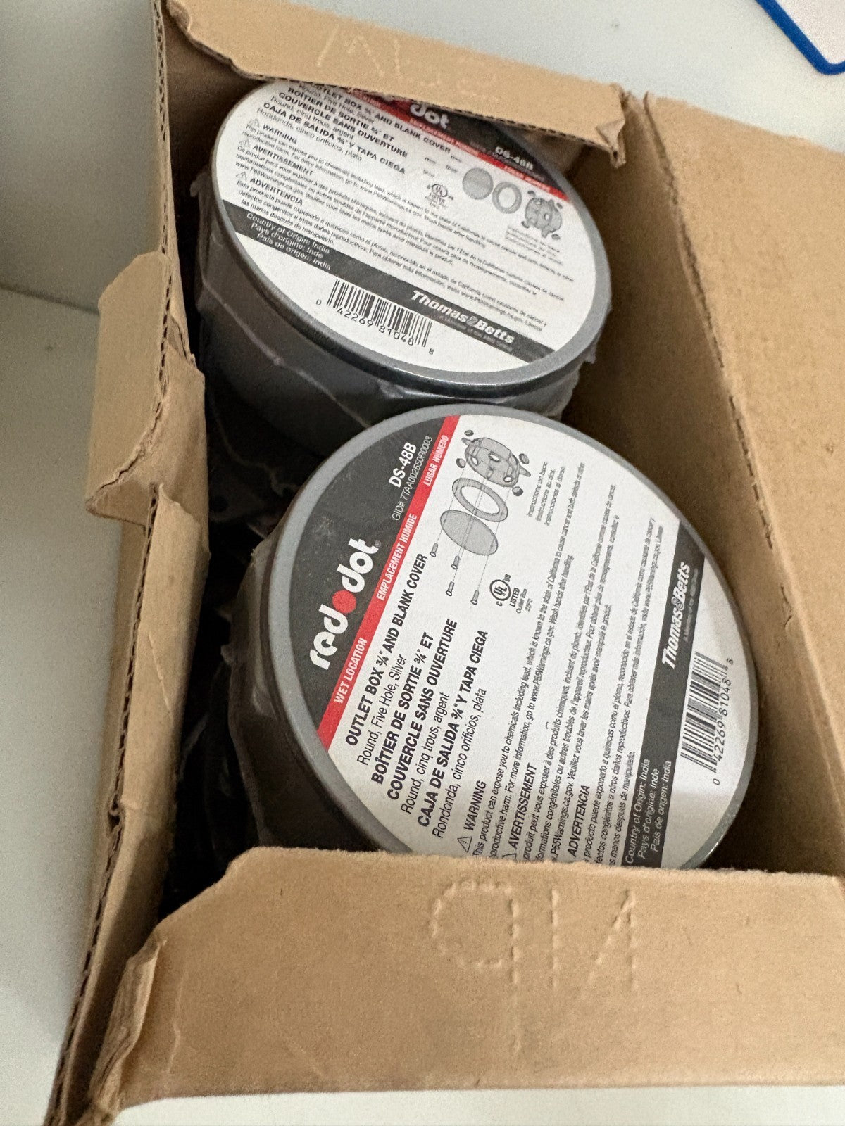 ABB THOMAS & BETTS 4" ROUND WEATHER PROOF OUTLET BOX #DS-48B 8 IN BOX3