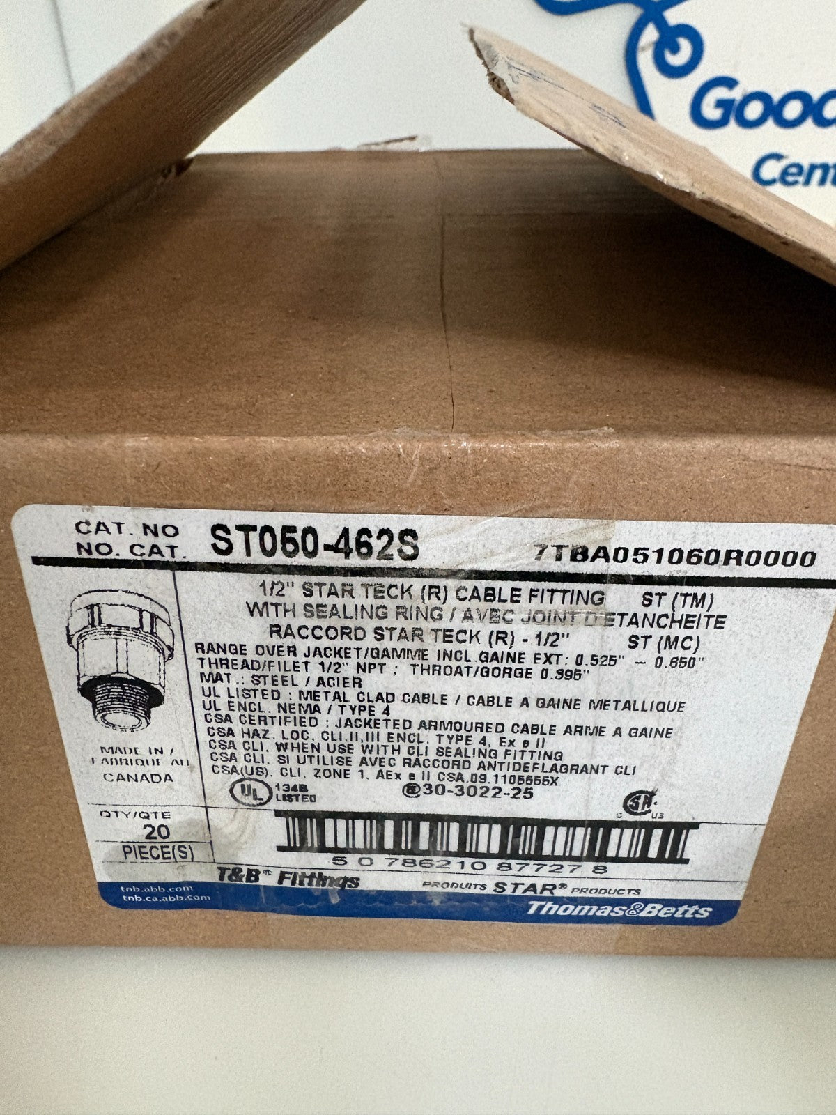 ABB THOMAS & BETTS 1/2" STAR TECK CABLE FITTING W/SEALING RING ST 060-462S2