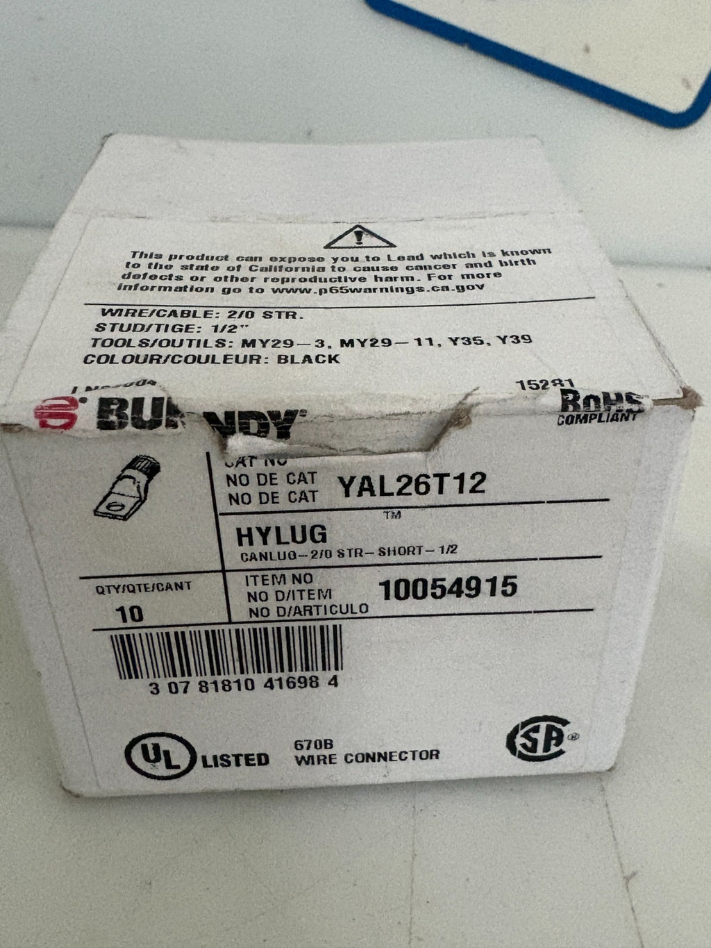 BURNDY HYLUG COMPRESSION LUG YAL26T122
