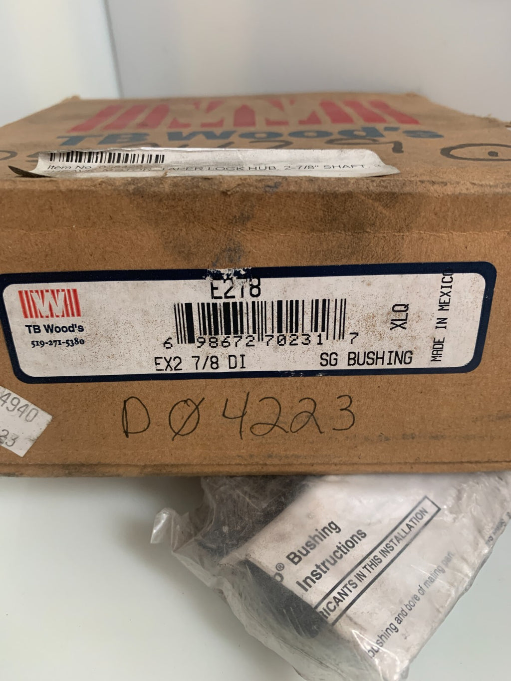 TB WOOD'S  E278   SG Bushing  EX2 7/8 DI2