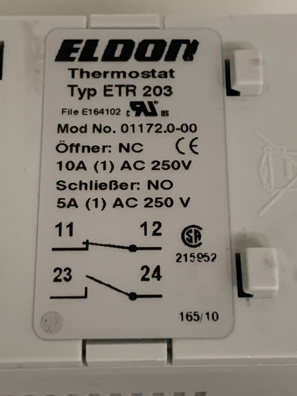 LOT OF 2 ELDON THERMOSTAT ETR 203 01172.0-00