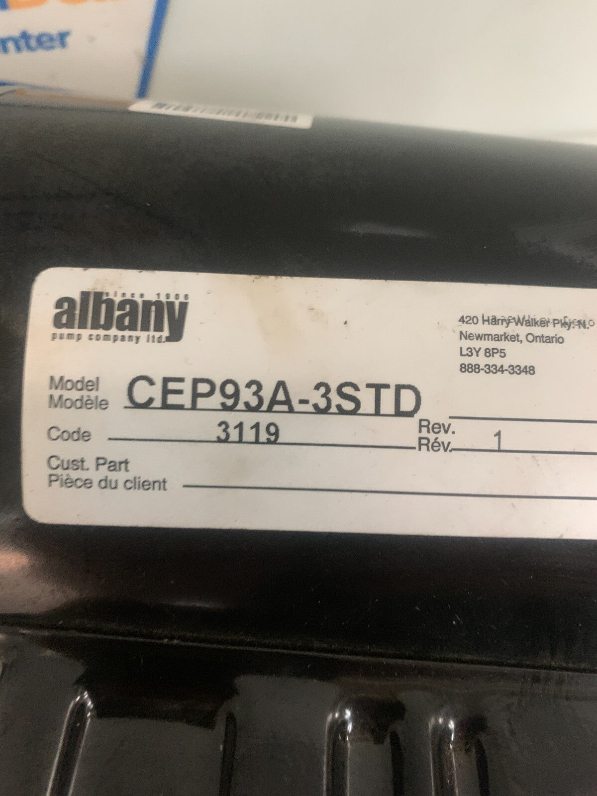 ALBANY EXCESS PRESSURE PUMP CEP93A-3STD 31191