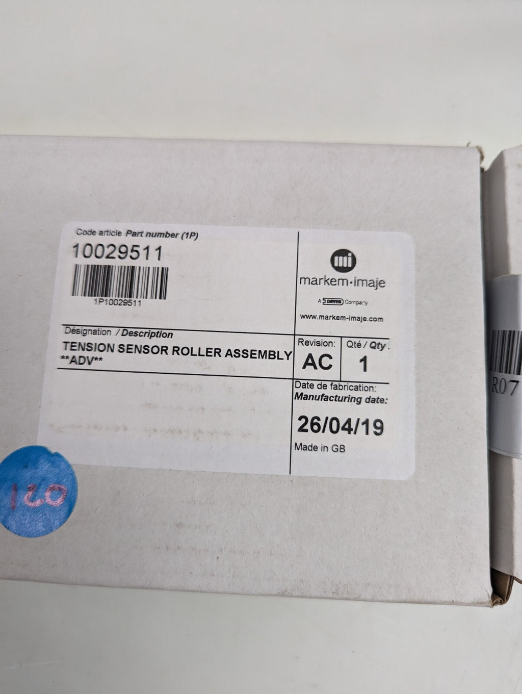 Markem Imaje 10029511 Tension Roller & Slide Kit