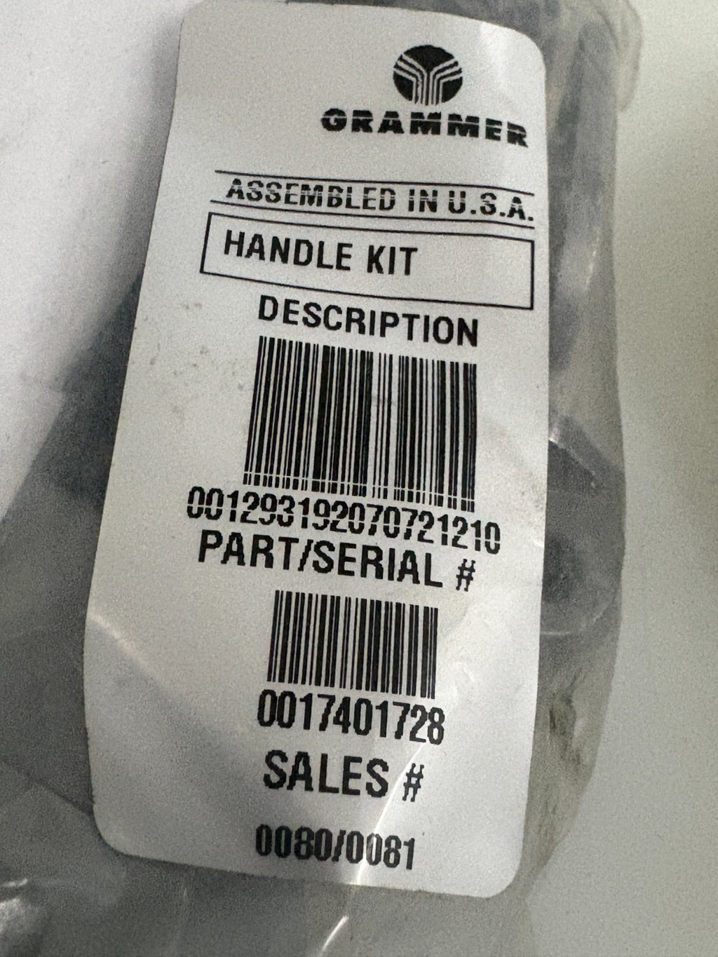LOT OF 2 GRAMMER HANDLE KIT 001293192070721210 0080/0081