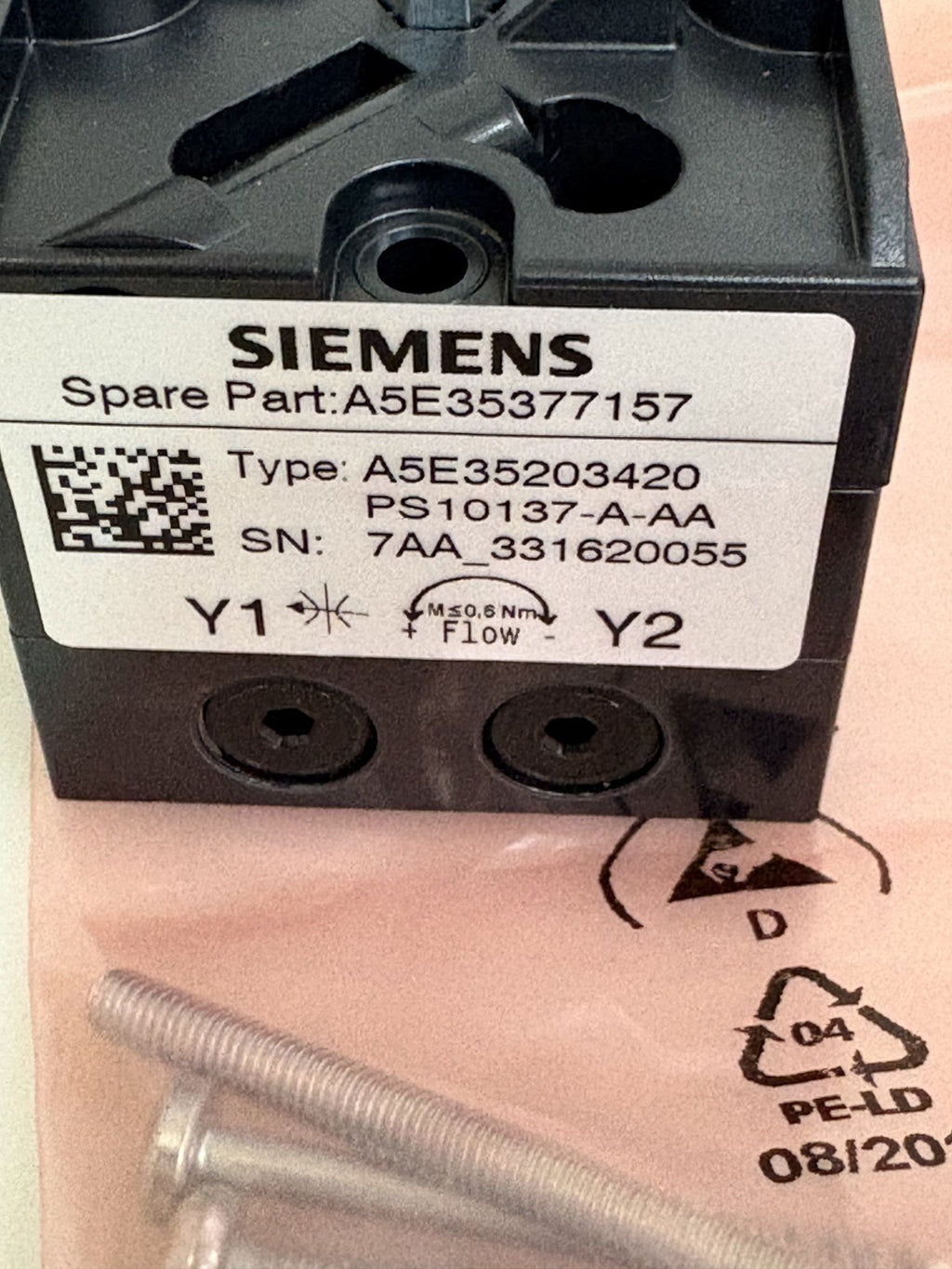 SIEMENS SPARE PART VALVE 1P A5E35377157