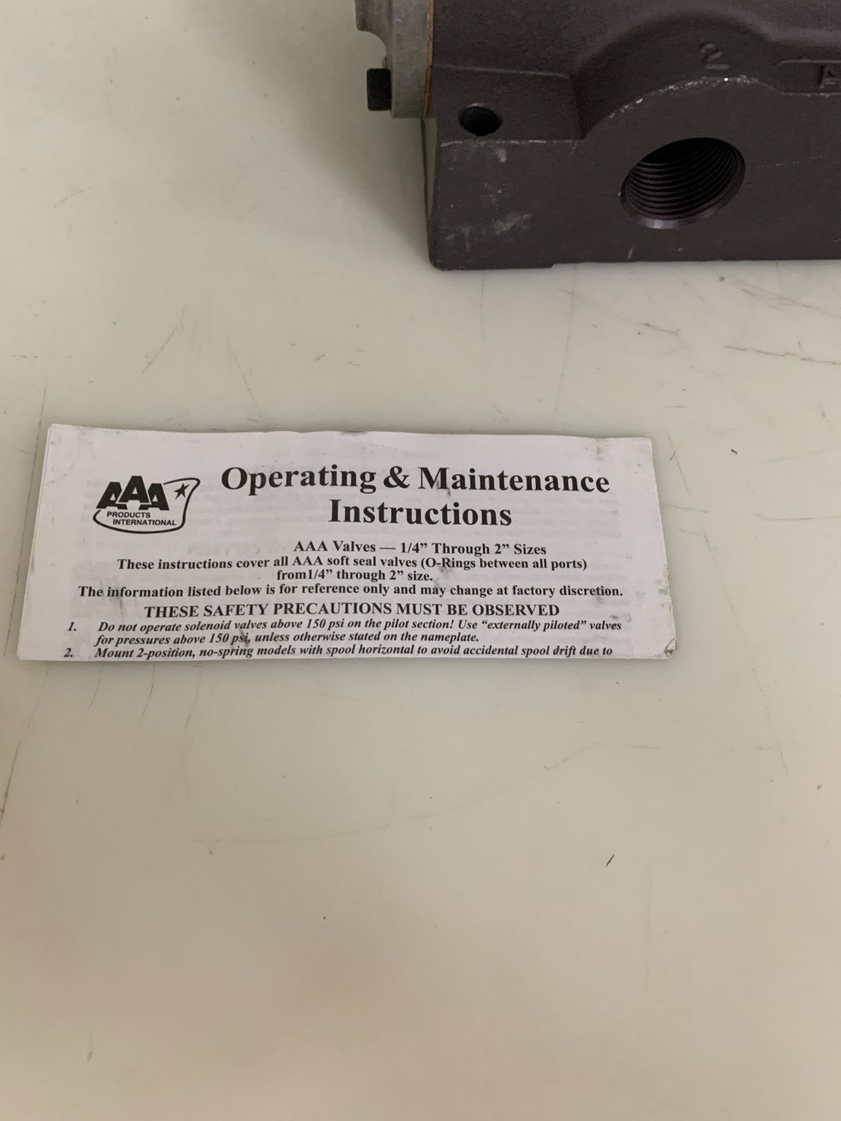 AAA PRODUCTS AIR & GAS VALVE 250 PSI #RY64