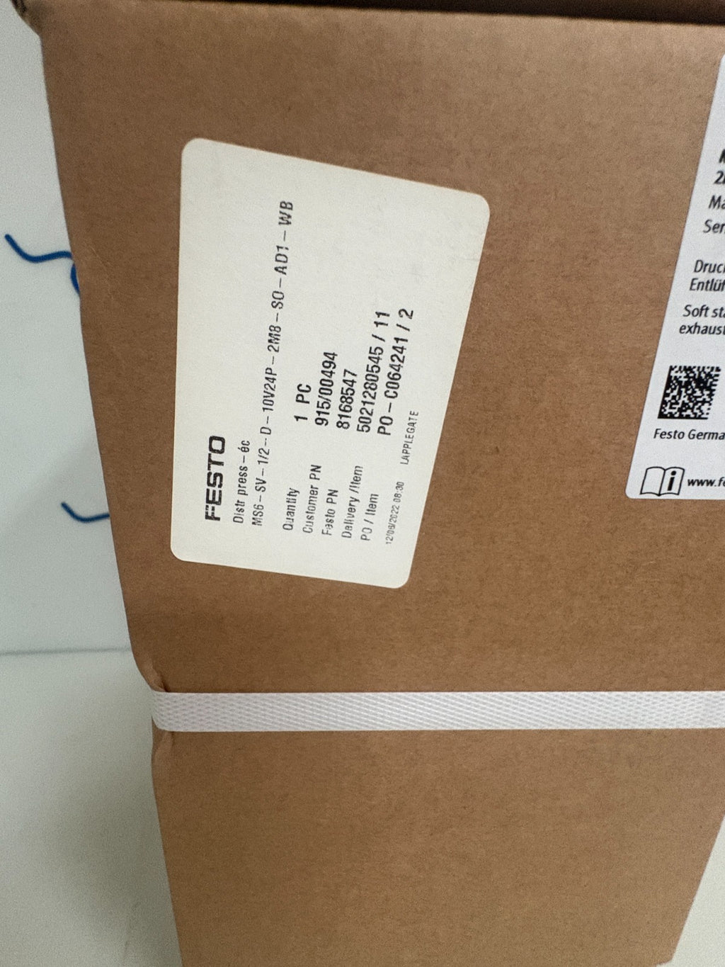 FESTO EXHAUST VALVE MS6-SV-1/2-D-10V24P-2M8-S0-AD1-WB #81685472
